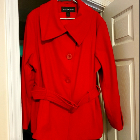 plus size red pea coat